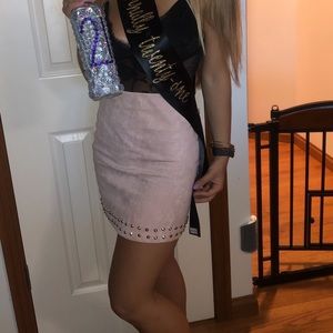 Pink and silver studded skirt